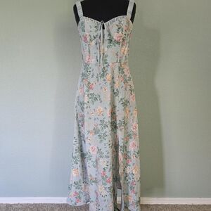 Pastel Green Floral Print Maxi Dress